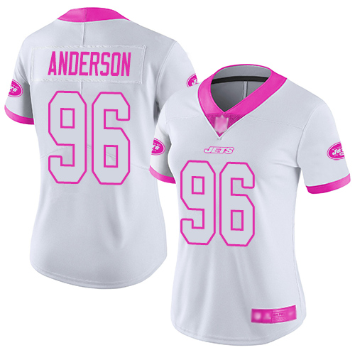 New York Jets Limited White Pink Women Henry Anderson Jersey NFL Football #96 Rush Fashion->new york jets->NFL Jersey